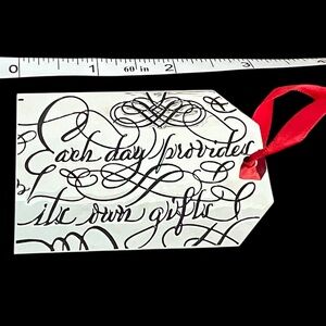 Neiman Marcus Metal Gift Tag Silver Red